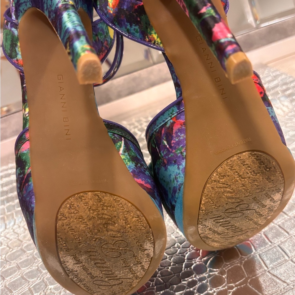 Gianni Bini Multicolor Floral Platform Heels - Purple, Blue, Red - Picture 4 of 6